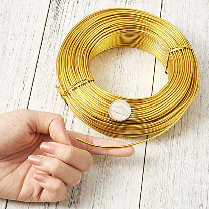 180 Feet 2mm Gold Aluminum Wire Bendable Metal Craft Wire for Beading Sculpting Jewelry Making (180 Foot)