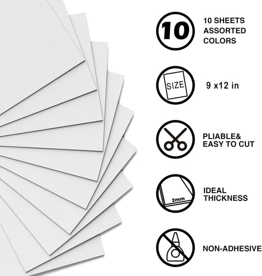 MEARCOOH Foam Sheets Crafts White 9x12 Inch 2mm Eva Color Craft Foam Paper for Crafts Project Preschoolers Classroom Scrapbooking DIY Cosplay(10 Sheets) - Crafty Corner