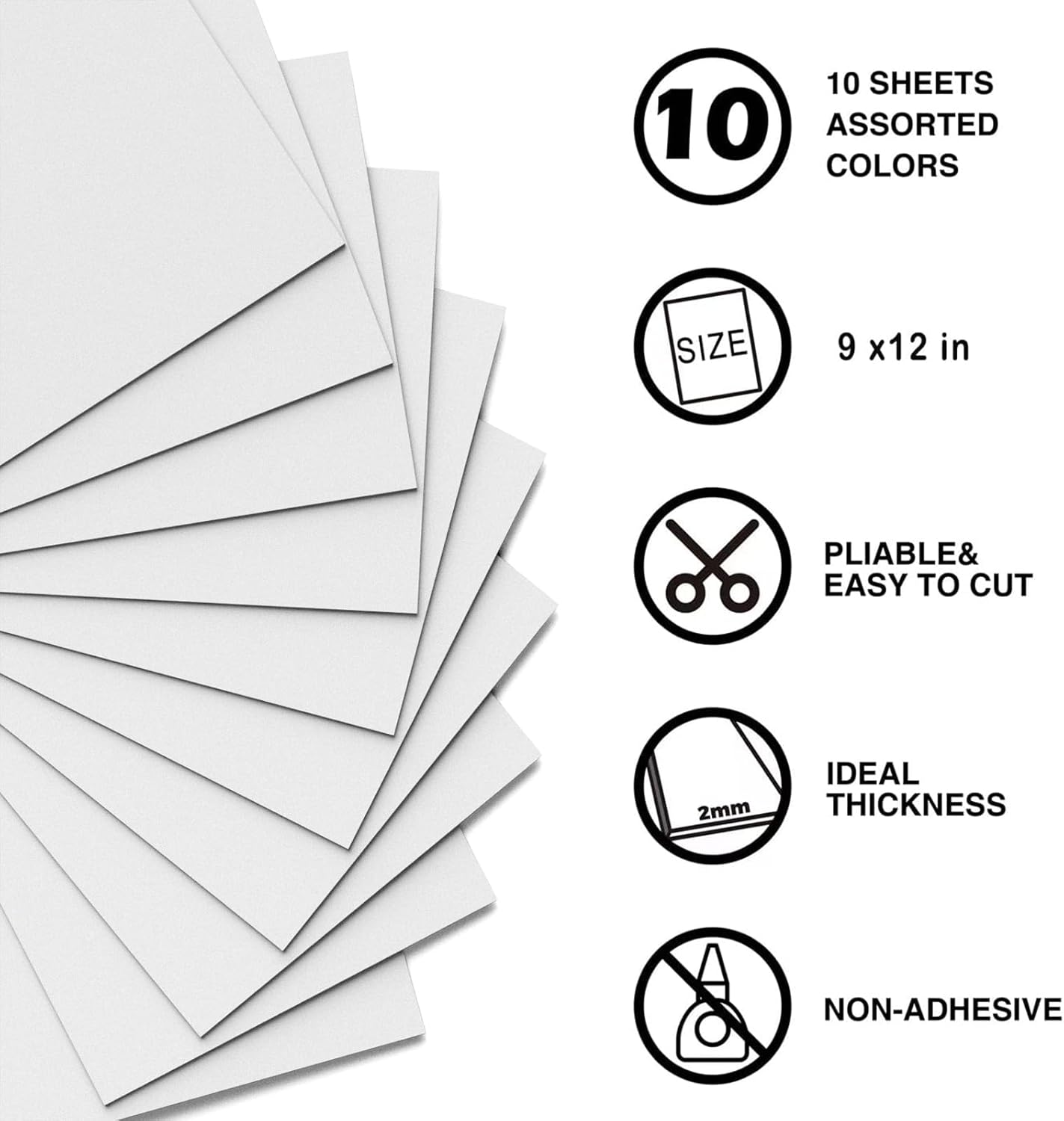 MEARCOOH Foam Sheets Crafts White 9x12 Inch 2mm Eva Color Craft Foam Paper for Crafts Project Preschoolers Classroom Scrapbooking DIY Cosplay(10 Sheets) - Crafty Corner