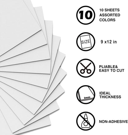 MEARCOOH Foam Sheets Crafts White 9x12 Inch 2mm Eva Color Craft Foam Paper for Crafts Project Preschoolers Classroom Scrapbooking DIY Cosplay(10 Sheets) - Crafty Corner