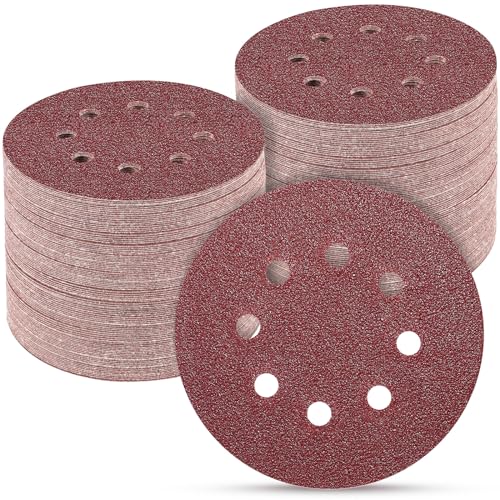 100PCS 5 Inch Sanding Discs 60 Grit Sandpaper for Orbital Sander (100 Count)