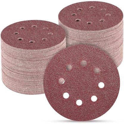 100PCS 5 Inch Sanding Discs 60 Grit Sandpaper for Orbital Sander (100 Count)