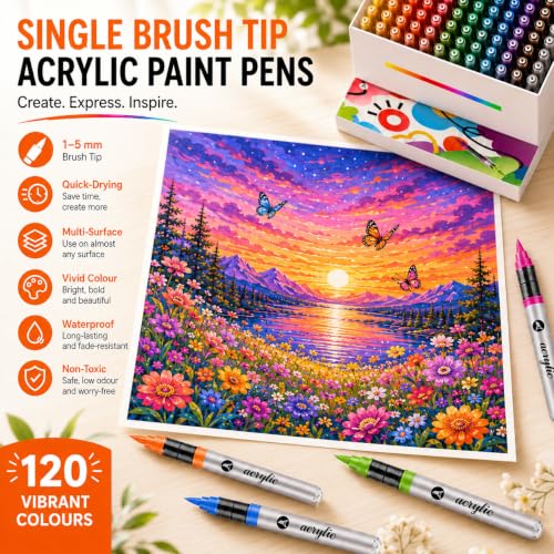 120 Color Acrylic Paint Markers (120 Count)