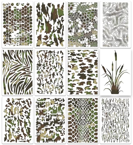 Camo Stencils for Spray Paint 12inch Large Camo Stencil Camouflage Stencils (12 Count)