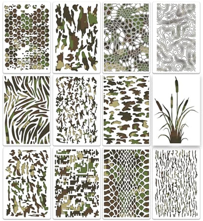Camo Stencils for Spray Paint 12inch Large Camo Stencil Camouflage Stencils (12 Count)