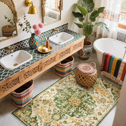 Reine Bohemian Floral Medallion Area Rug