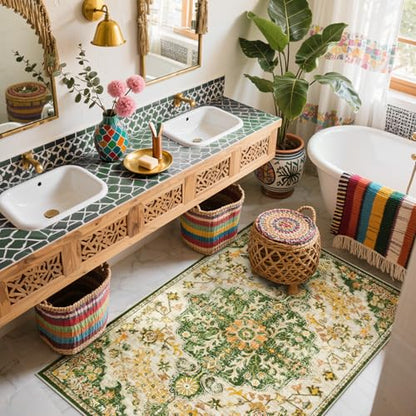Reine Bohemian Floral Medallion Area Rug