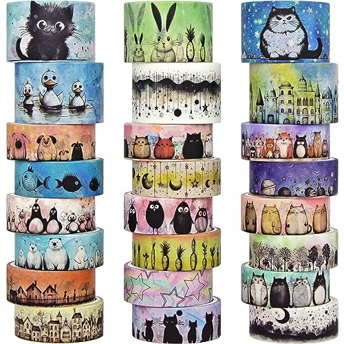 Kawaii Washi Tape Set 24 Rolls (24 Count)