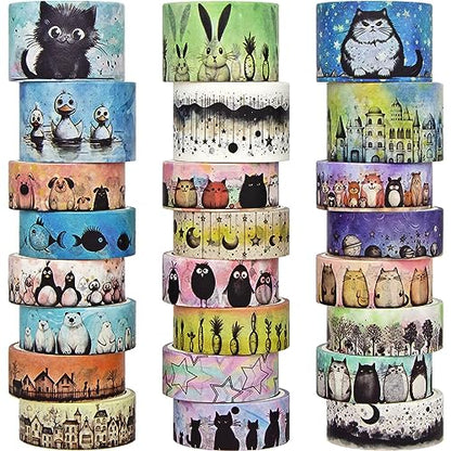 Kawaii Washi Tape Set 24 Rolls (24 Count)
