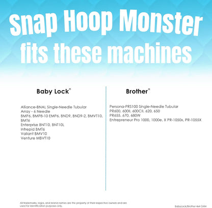 Multi Needle Snap Hoop Monster for Baby Lock/Brother (4" x 4") Magnetic Embroidery Hoop for Machine Embroidery