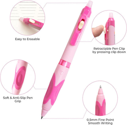 M&G 6 PCS Retractable Erasable Gel Pens, 0.5mm Black Ink Gel Pen, Fine Point Erasable Pen Make Mistakes Disappear, Premium Comfort Grip Note Taking and Crossword Puzzles