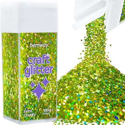 Craft Glitter Shaker Lime Green Holographic 110g Extra Chunky (4.5 Ounce)