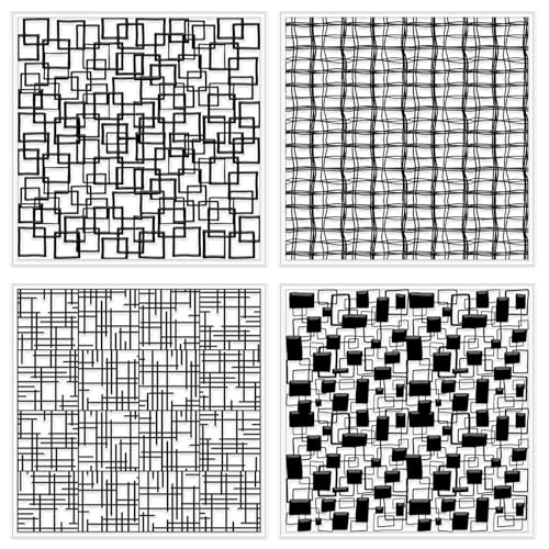 4 Pcs Graffiti Grid Polymer Clay Texture Sheets Abstract Squares Silicone Texture Stamp Seamless Pattern Modeling Pattern Pad Sheets for Jewelry and Earrings Tools