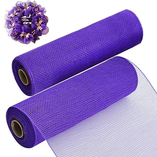 2 Rolls 10 Inch Purple Decorative Mesh Ribbbon Rolls (60 Foot)
