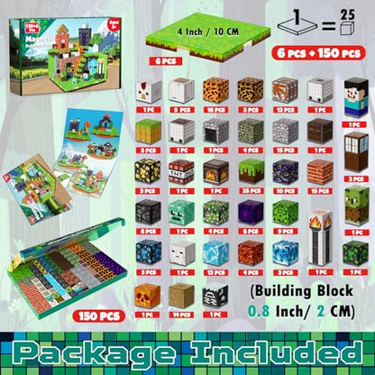 150PCS Magnetic Blocks with 6 Base Plate