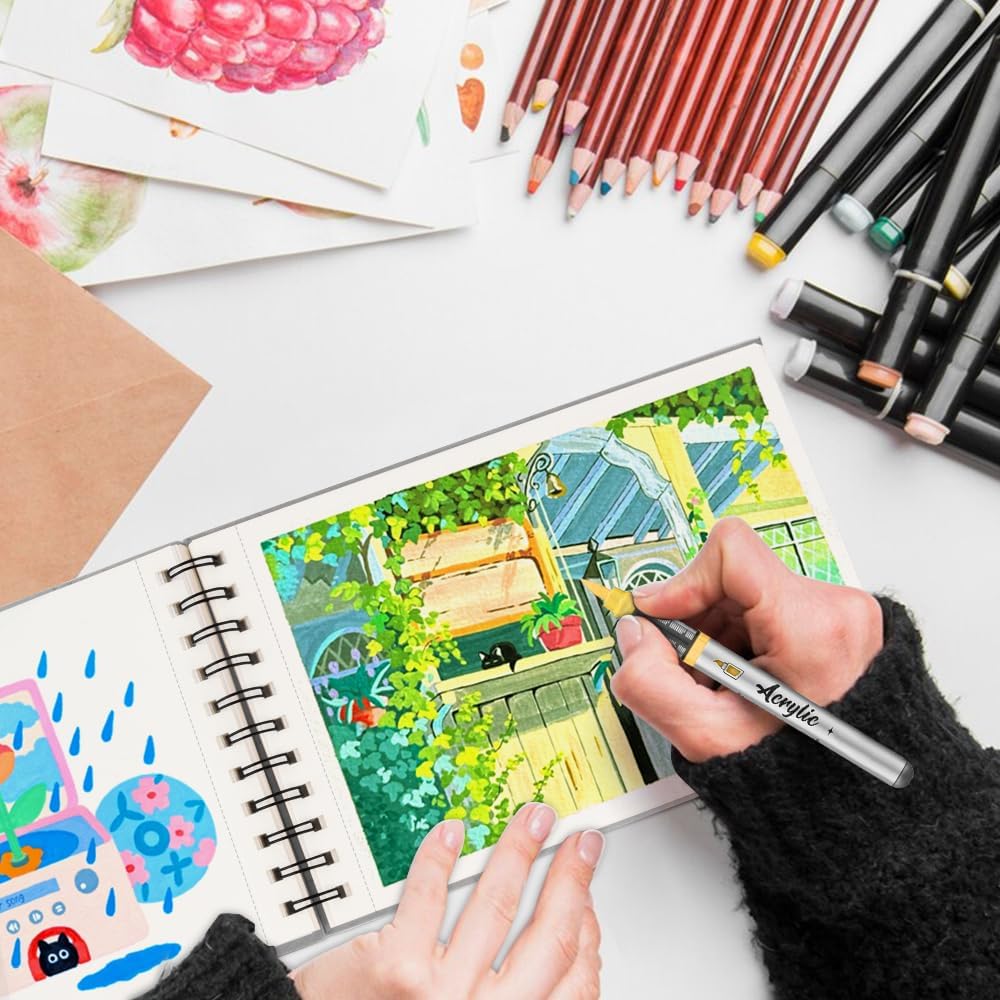 8.3x5.8 Sketch Book, Top Spiral Bound Sketch Pad, 60sheets 92lb/150gsm Nature White Paper, Acid-Free Mixed Media Paper for Painting, Dawing & Art Supplies. N-Grey - Crafty Corner