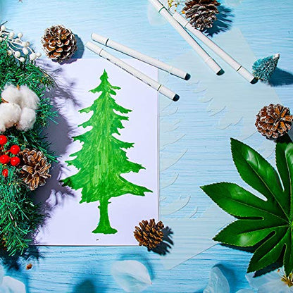 8 Pieces Pine Tree Stencils Art Painting Templates Stencils for Painting on Wood Winter Holiday DIY Wall Floor Decor Supplies (8 Count)