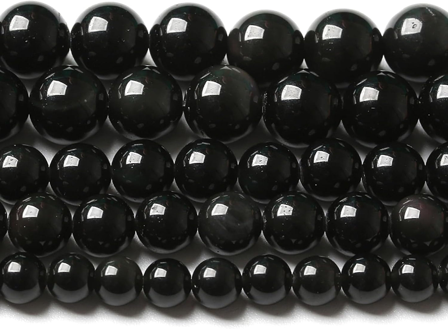 4MM 180pcs Natural Black Obsidian Stone Energy Healing Beads Round Loose Beads for Jewelry Making Bracelet 2 Strands 32"