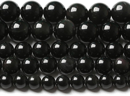 4MM 180pcs Natural Black Obsidian Stone Energy Healing Beads Round Loose Beads for Jewelry Making Bracelet 2 Strands 32"
