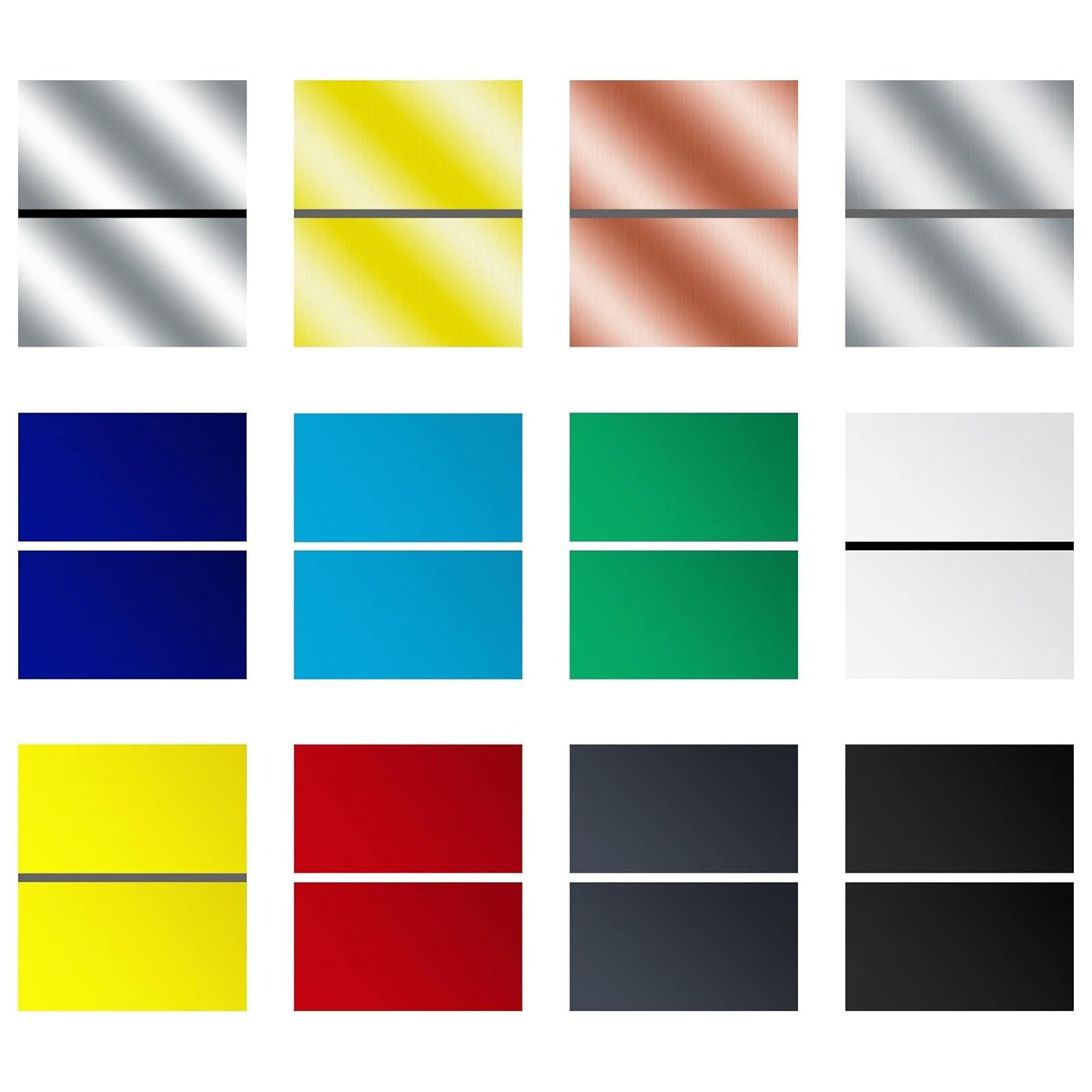 Laser Engraving Blank ABS Double Color Plastic Sheet, 11.8x6.49x0.05 inch Materials Double Color Plastic Sheet for Interior Signs, Badges, DIY Carving Pack of 12 (12 Color)