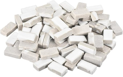MECCANIXITY 250g Ceramic Mosaic Tiles for Crafts Bulk, Rectangle White Ceramic Tile for Mosaic Kits Garden Stepping Stone Cup Mat