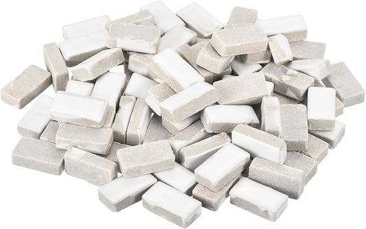 MECCANIXITY 200g Ceramic Mosaic Tiles for Crafts Bulk, Rectangle White Ceramic Tiles for Mosaic Kits Garden Stepping Stone Cup Mat
