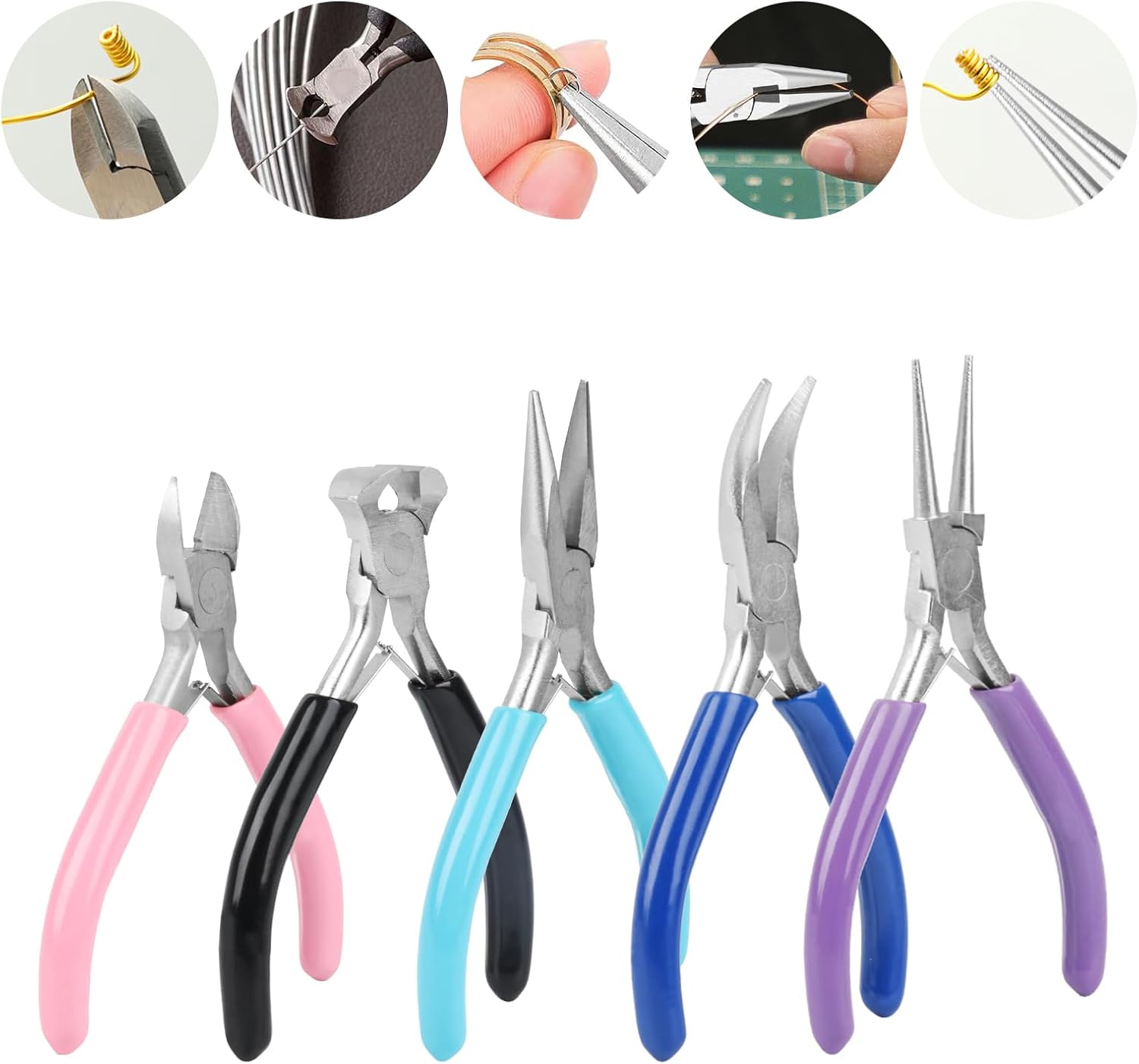 5 Pcs Jewelry Making Pliers Tools,Includes Needle,Round,Chain, Bent & Zipper Pliers for Repair, Wire Wrapping & Crafts DIY Craft Jewelry Making Supplies - Crafty Corner
