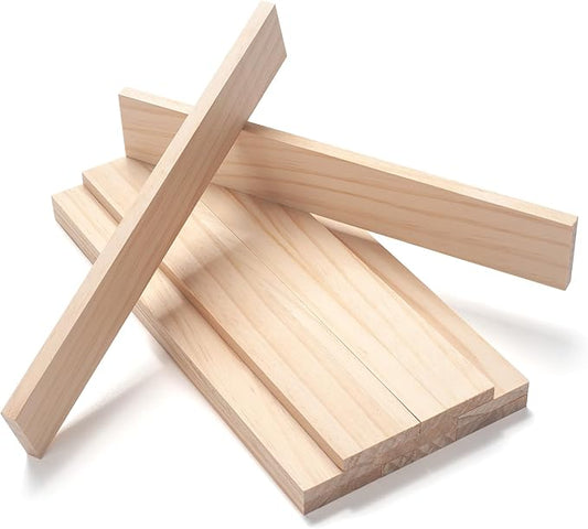 Wood Strips Slats Wooden Sticks for Crafts 3/8" × 2" × 12", 10 PCS Thin Wood Planks Trim Lumber Support Flat Boards Pieces Square Wooden Dowel Rods for Crafting, Woodworking, Model Making
