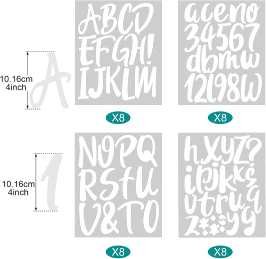 Outus 576 Pieces 8 Sheets Letters Stickers Self Adhesive Vinyl Letter Alphabet Number Stickers Mailbox Numbers Sticker, Decals for Classroom Decor, Sign, Door(White,4 Inch)