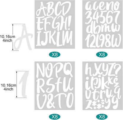 Outus 576 Pieces 8 Sheets Letters Stickers Self Adhesive Vinyl Letter Alphabet Number Stickers Mailbox Numbers Sticker, Decals for Classroom Decor, Sign, Door(White,4 Inch)
