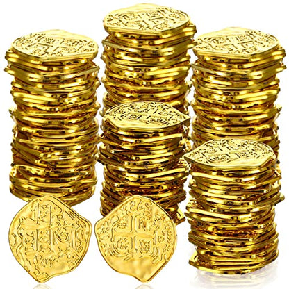 100 Pcs Gold Plastic Pirate Coins for Treasure Chest Party Favors (100 Count)