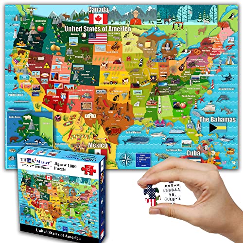 Colorful United States Map 1000 Pieces Jigsaw Puzzle for 13+