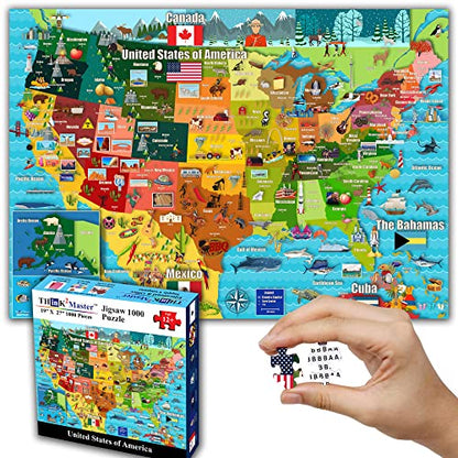 Colorful United States Map 1000 Pieces Jigsaw Puzzle for 13+