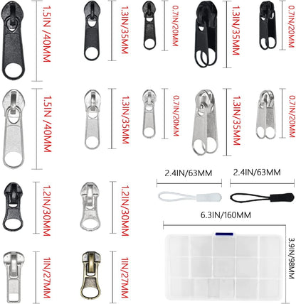 252Pcs Zipper Repair Kit, Zipper Replacement Zipper Pulls, Zipper Fix Replacement Zipper Slider Set with Installation Pliers for Jacket Backpack Luggage Sleeping Bag #3#5#8 Silver and Black