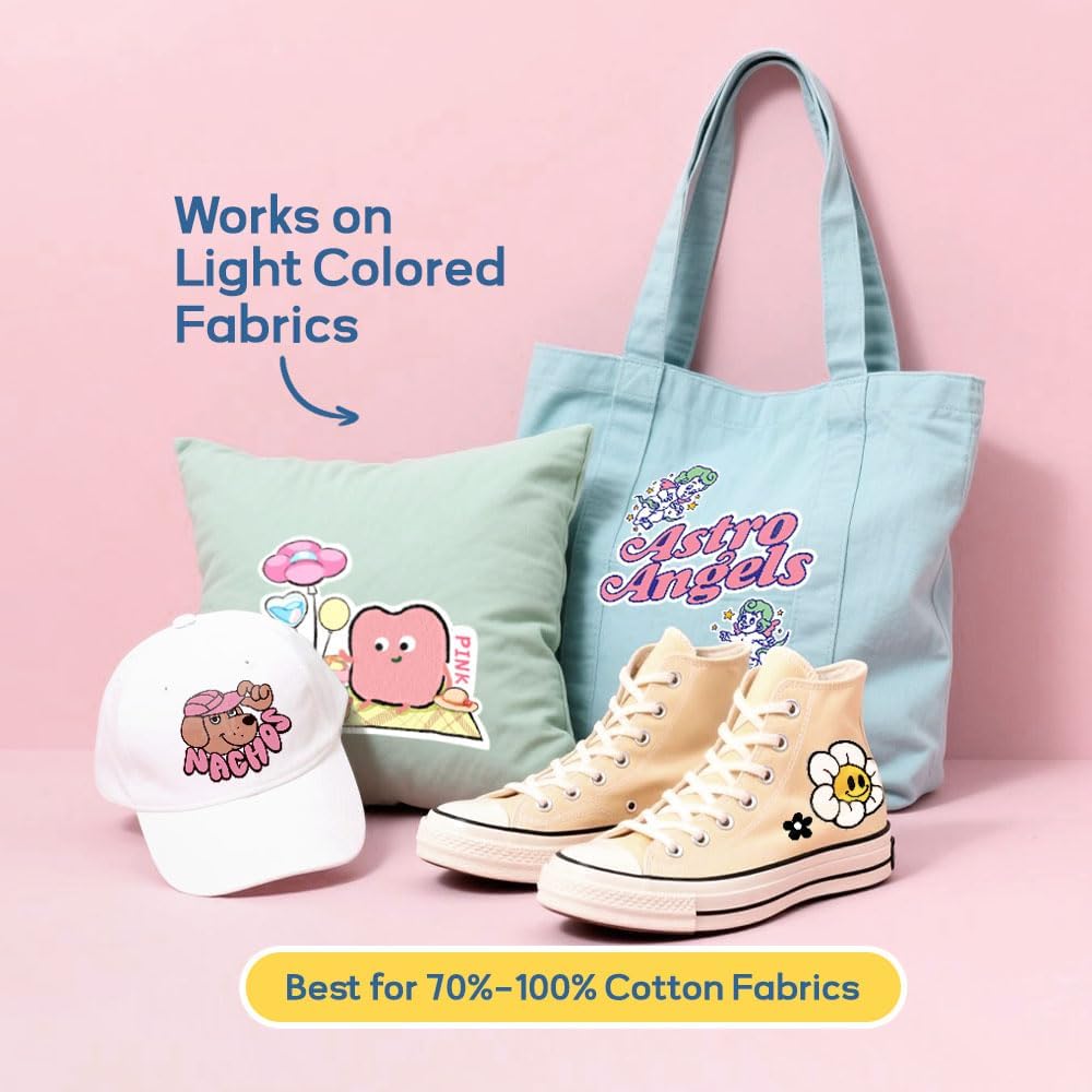 TranSmile PU-Heat Transfer Paper for T Shirts (40 Sheets, 8.5x11'', Light), Iron on Transfers for Light Fabric, Printable Heat Transfer Vinyl for Inkjet Printer