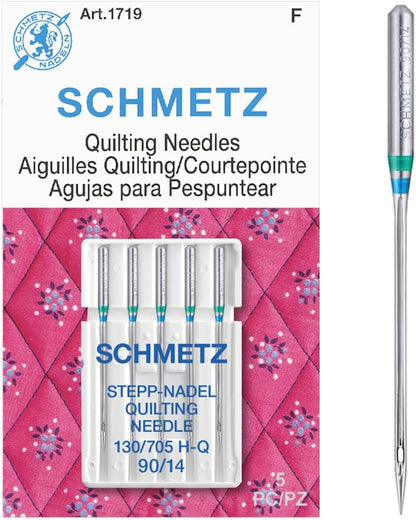 SCHMETZ Quilting Needles - Size 90/14, 5-Needle Cards, Pack of 1