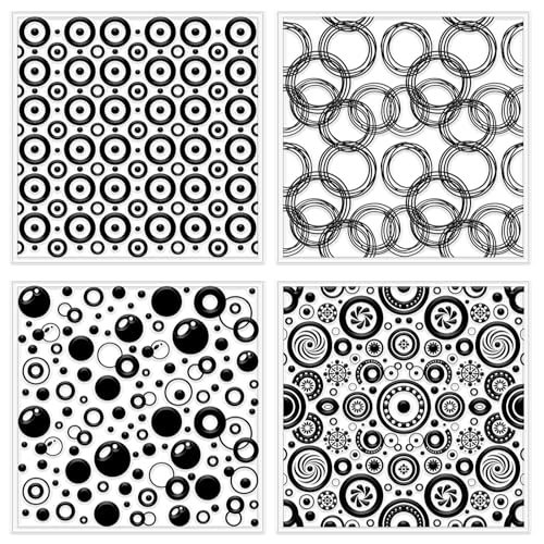 4 Pcs Looped Circles Polymer Clay Texture Sheets Artistic Dots Silicone Texture Stamp Circular Style Modeling Pattern Pad Sheets for Jewelry and Earrings Tools