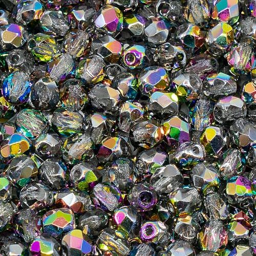 100 pcs of Faceted Fire Polished Pressed Czech Glass Beads 4mm (100 Count)