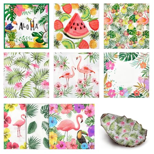 36 Pack 9 Styles Decoupage Napkins Tropical Plants Luau Party Decor (36 Count)
