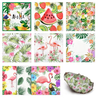 36 Pack 9 Styles Decoupage Napkins Tropical Plants Luau Party Decor (36 Count)