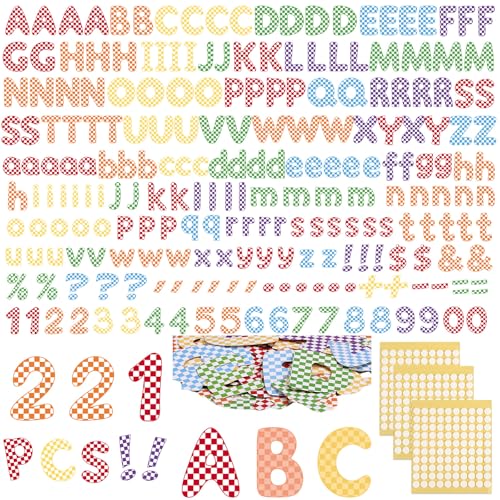 221 Pcs Colorful Checkered Bulletin Board Letters for Classroom (221 Count)