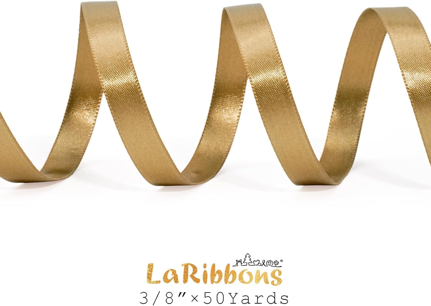LaRibbons Gold Satin Ribbon 3/8 Inch 50 Yards Thin Luxury Double Faced Pale Gold Silk Ribbon for Flower Bouquet Crafts Gift Wrapping Wedding Christmas Decoration - Crafty Corner