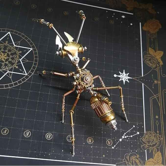 3D Steampunk Metal Insect Bug Mechanical Sculpture Insect Puzzle Ant Model Engineering Puzzle DIY Projects for Birthday Present,Funny (Ant)