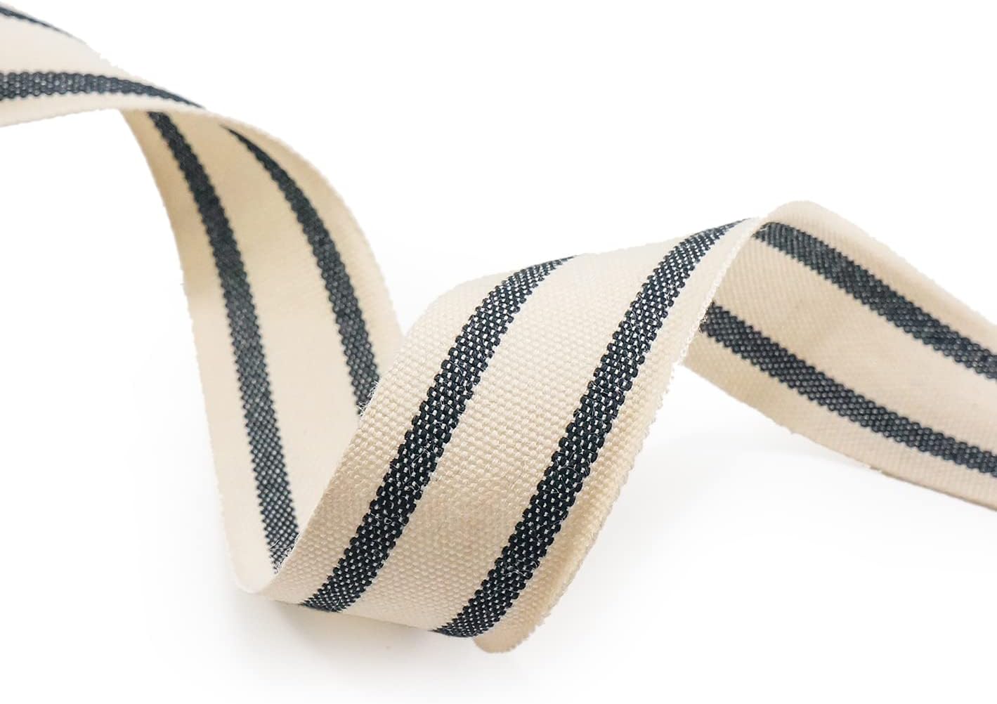 CT CRAFT LLC Ivory Cotton Black Stripes Ribbon 1" x 10 Yards for Home Décor Gift Present Wrapping DIY Crafts Birthday Wedding Bouquet Christmas - Crafty Corner
