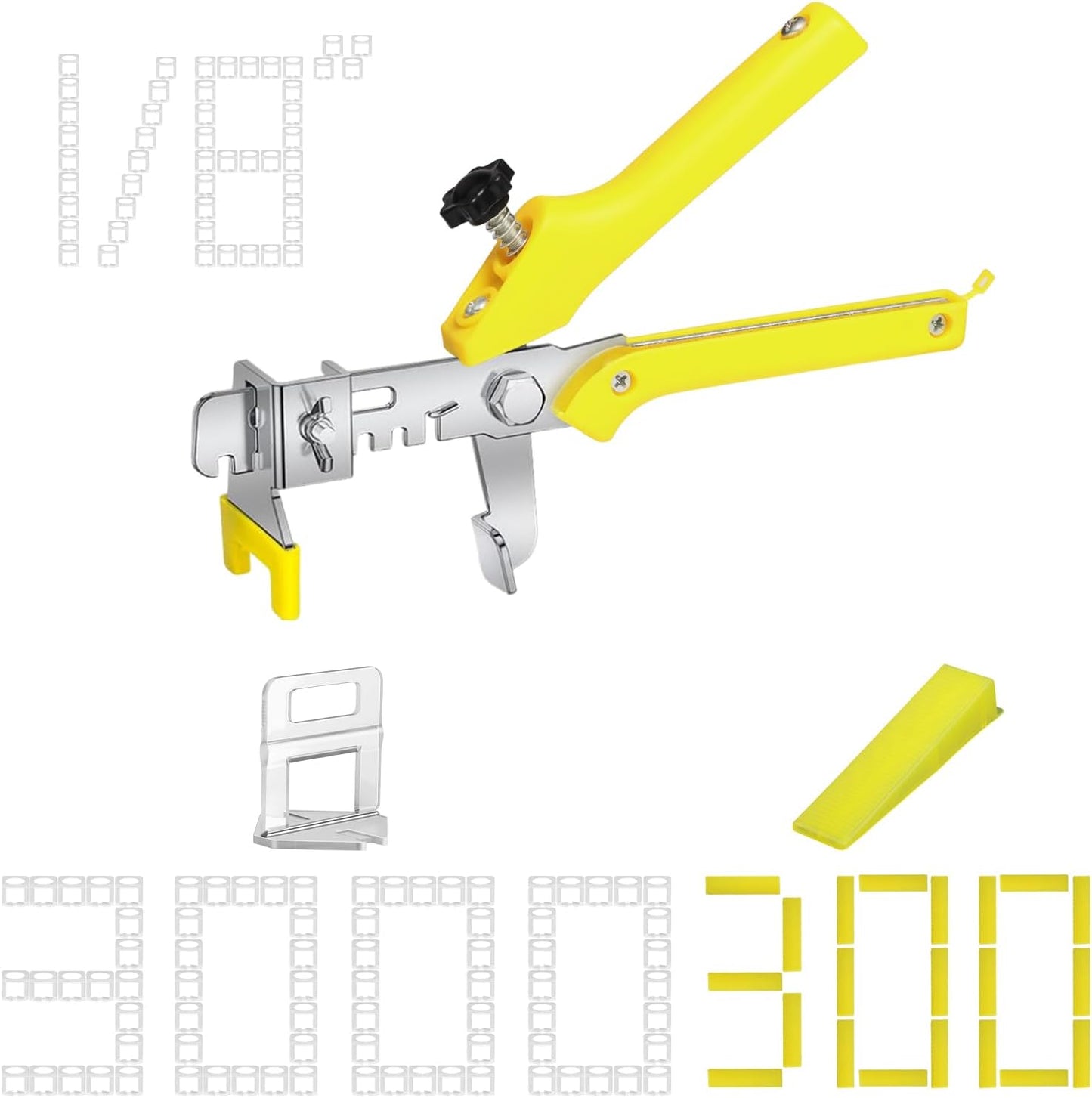 Storystore Tile Leveling System with Tile Pliers - 3000 Piece Tile Spacers Clips and 300 Piece Reusable Wedges, 1/8 Inch Tile Installation Tools Kit