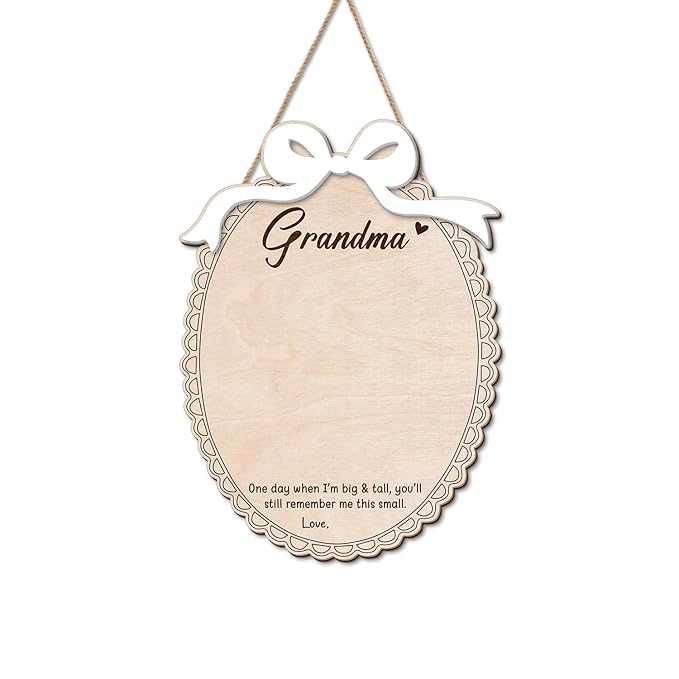 DIY Mothers Day Footprint Craft Wooden Hanging Sign for Grandma Nana Mimi, 3D Baby's First Mothers Day Footprint Memory Keepsake Gift with Bow Poem, Grandma Birthday Gifts from Kid Art Craft Activity