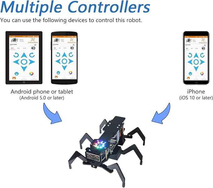 Freenove Robot Ant Kit (Compatible with Arduino IDE), Dot Matrix Expressions, Obstacle Avoidance, Wireless Control App, Ultrasonic Sensor Servo