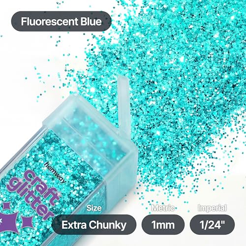 Craft Glitter Shaker Fluorescent Blue 130g Extra Chunky (3.8 Ounce)