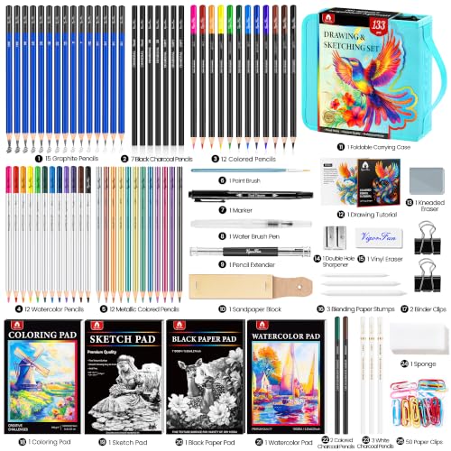 133 PCS Art Supplies Sketching Kit