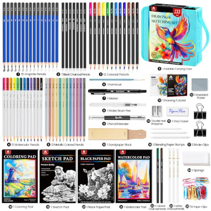 133 PCS Art Supplies Sketching Kit